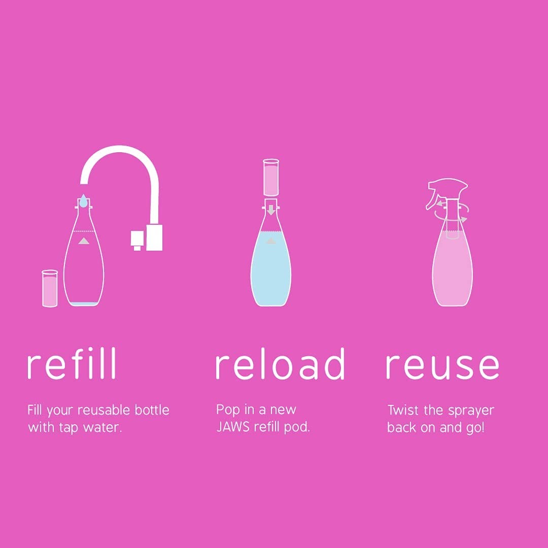 JAWS Multi-Purpose Cleaner Kit – 25 oz Refillable Bottle, 2 Lavender Scented Ref