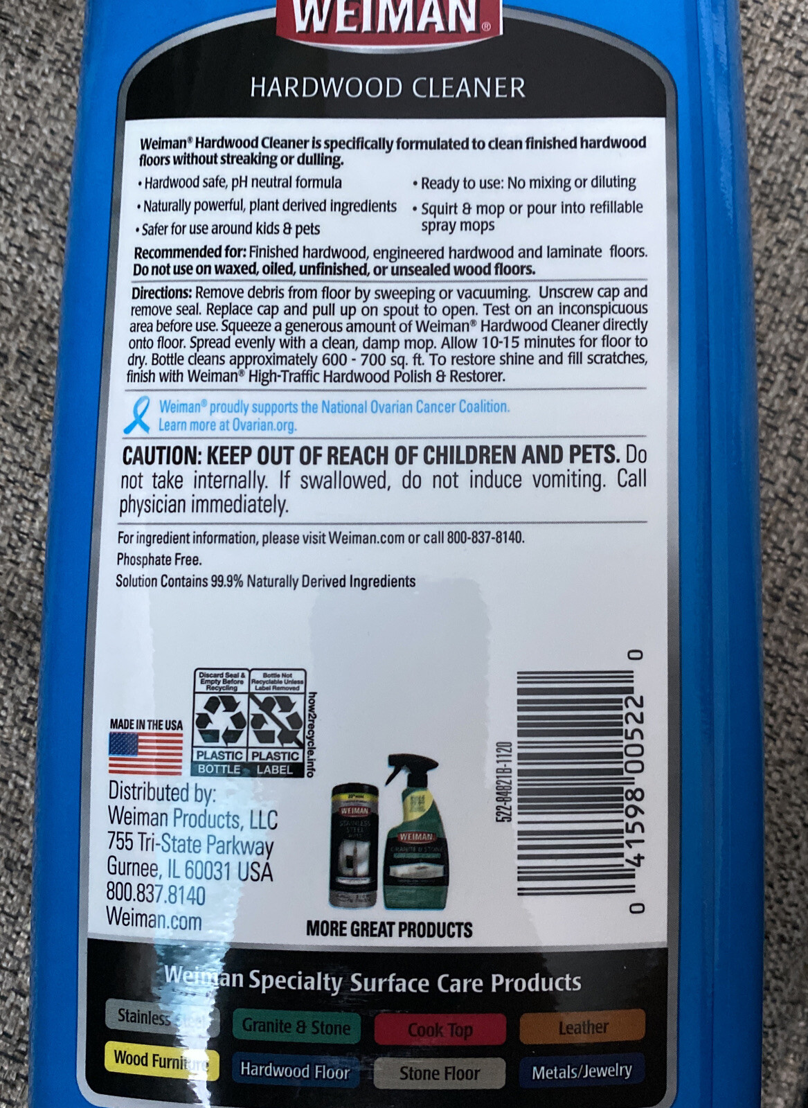 Weiman Wood Floor Cleaner 32 fl oz For Finished Hardwood Fresh Citrus