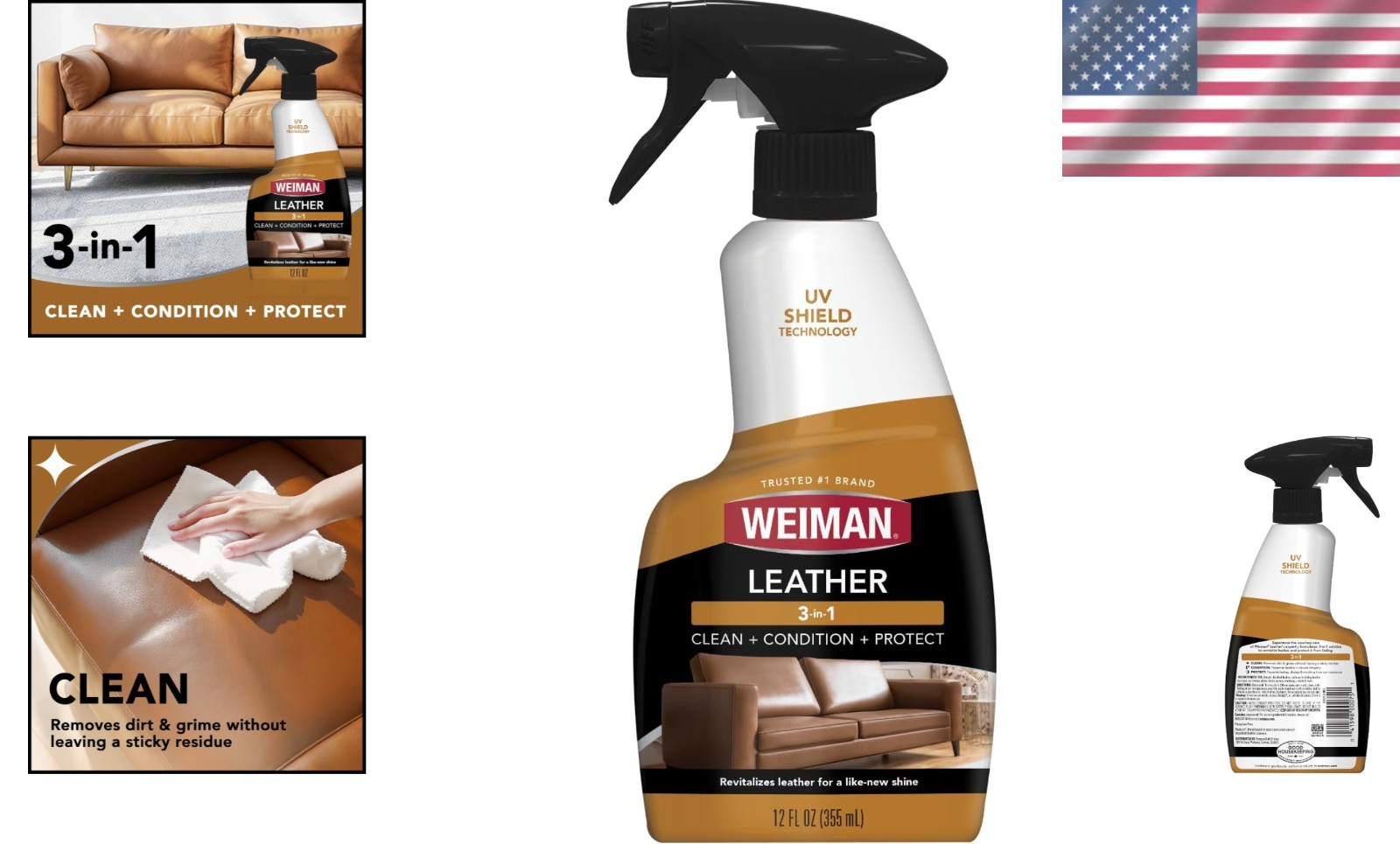Leather Cleaner & Conditioner – 12 Fl Oz with Non-Toxic, Residue-Free Formula