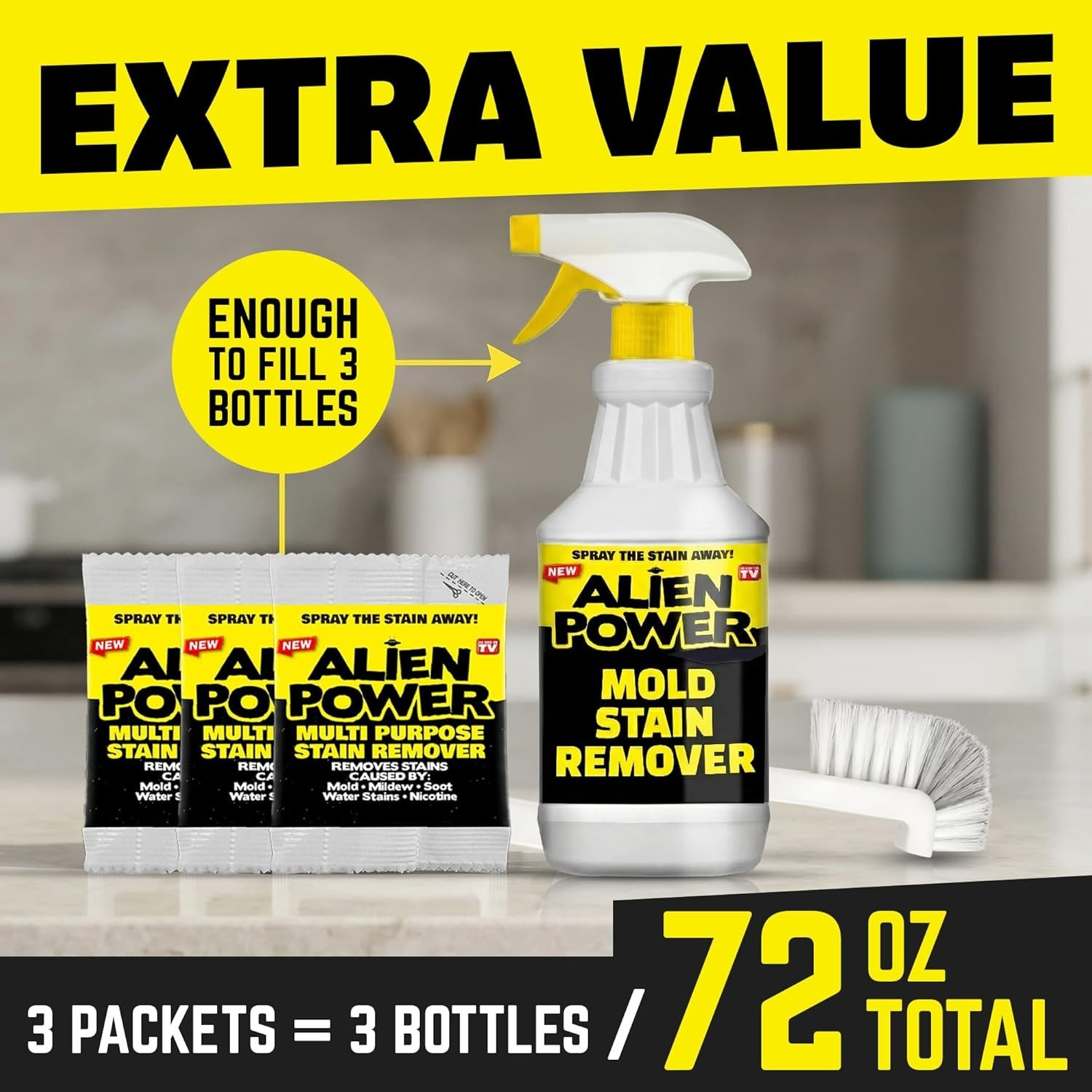 72 Fl Oz Alien Power Instant Spray – Multi-Purpose Mold & Mildew Remover 3-Pack