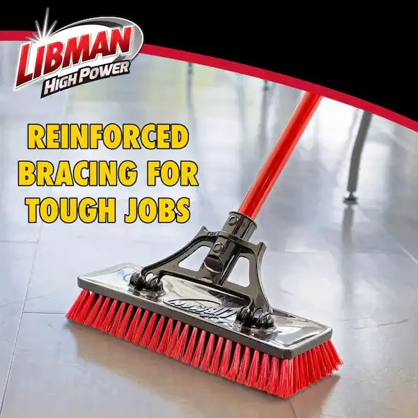 13.5″ Heavy Duty Floor Scrub Brush Extra Large Steel Handle Deck Patio Cleaner