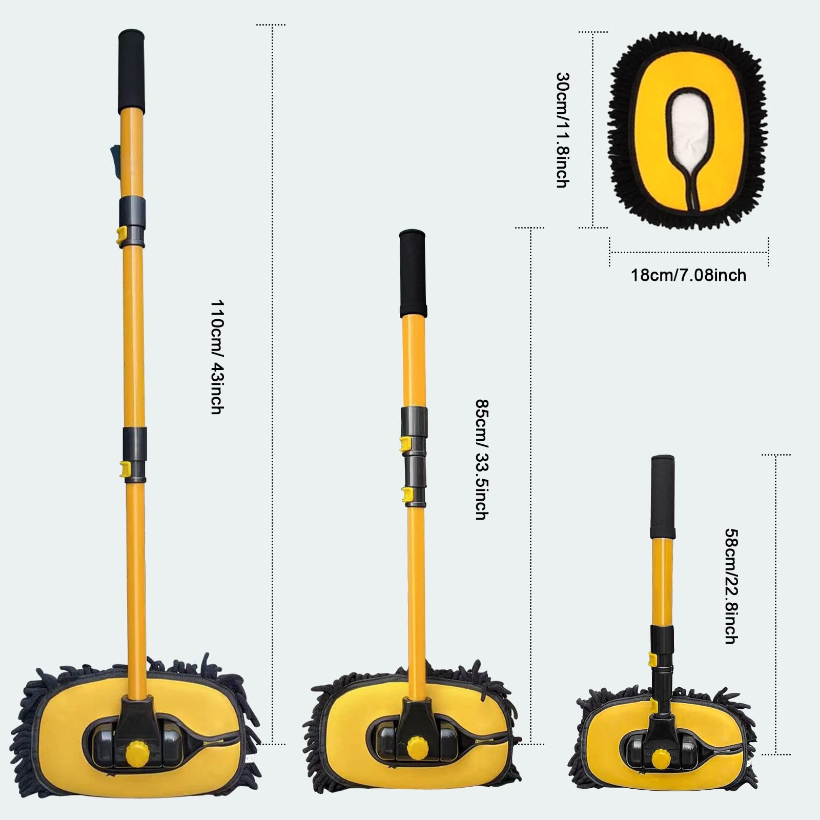 Car Wash Brush with Long Handle, Microfiber Car Wash Mop with Replaceable Che…