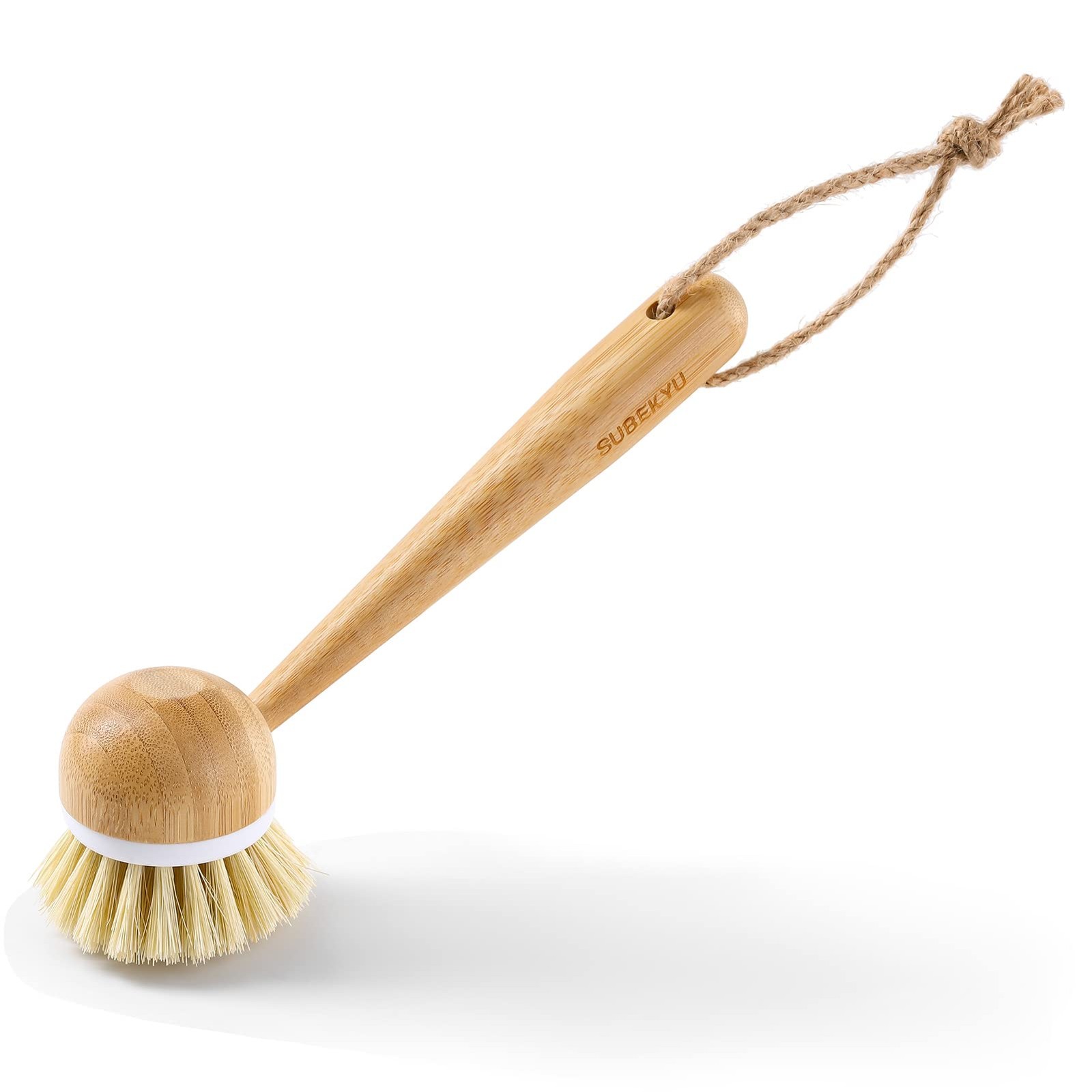 Dish Brush With Handle Natural Bamboo Dish Scrubber Brush Kitchen Dishwashing Br
