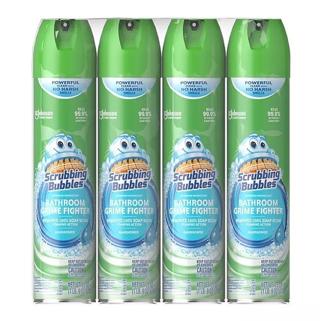 Scrubbing Bubbles Bathroom Cleaner, Rainshower, 25 oz., – Choose Count 4/8/12ct.