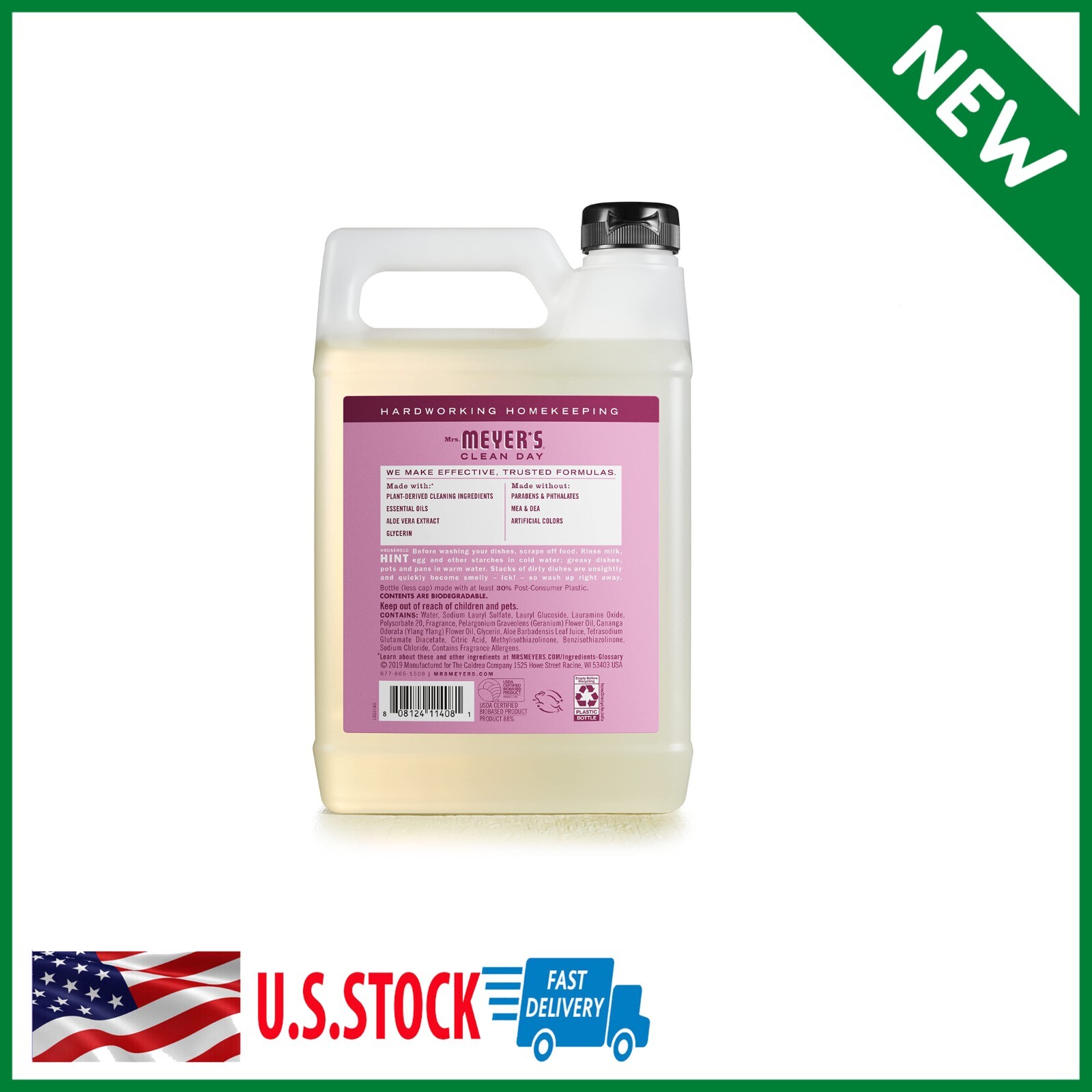 Mrs. Meyer’s Liquid Dish Soap Refill, Biodegradable Formula, Peony, 48 fl. oz