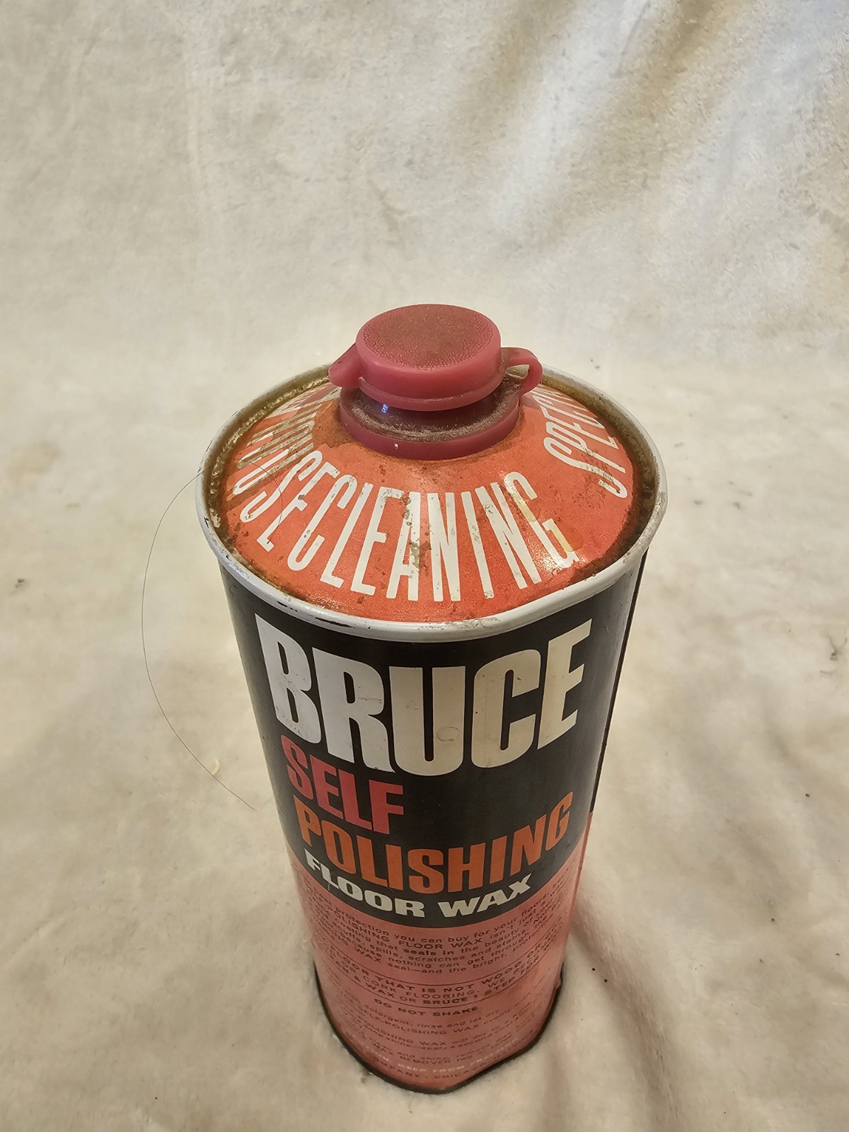 Vintage 60s Bruce Self Polishing Floor Wax Advertising Can Movie Prop Near Full