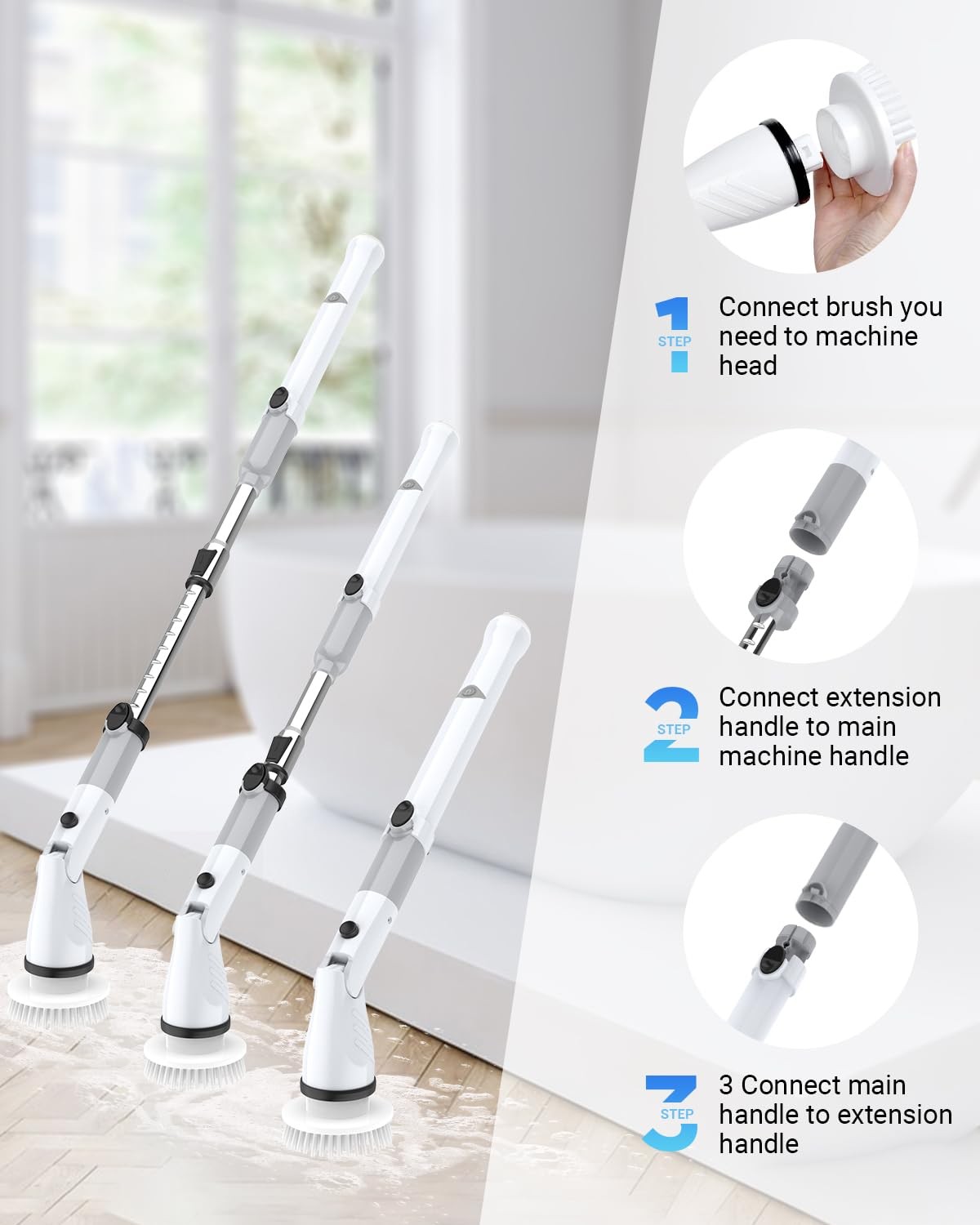 Spin Scrubber, Cordless Power Brush Floor Scrubber with Adjustable Extension …