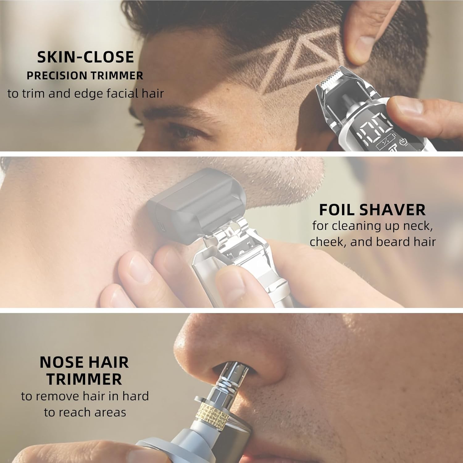 Ufree 6-in-1 Professional Beard Trimmer for Men, IPX6 Waterproof Electric Shav