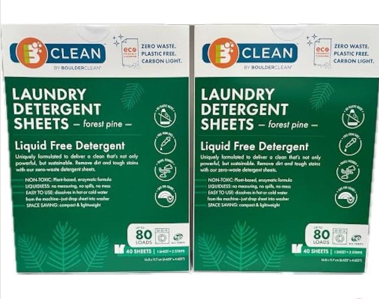 2 Pack🌲 Boulder Clean Laundry Detergent Sheets 40 Ct. – Forest Pine – 80 Sheets