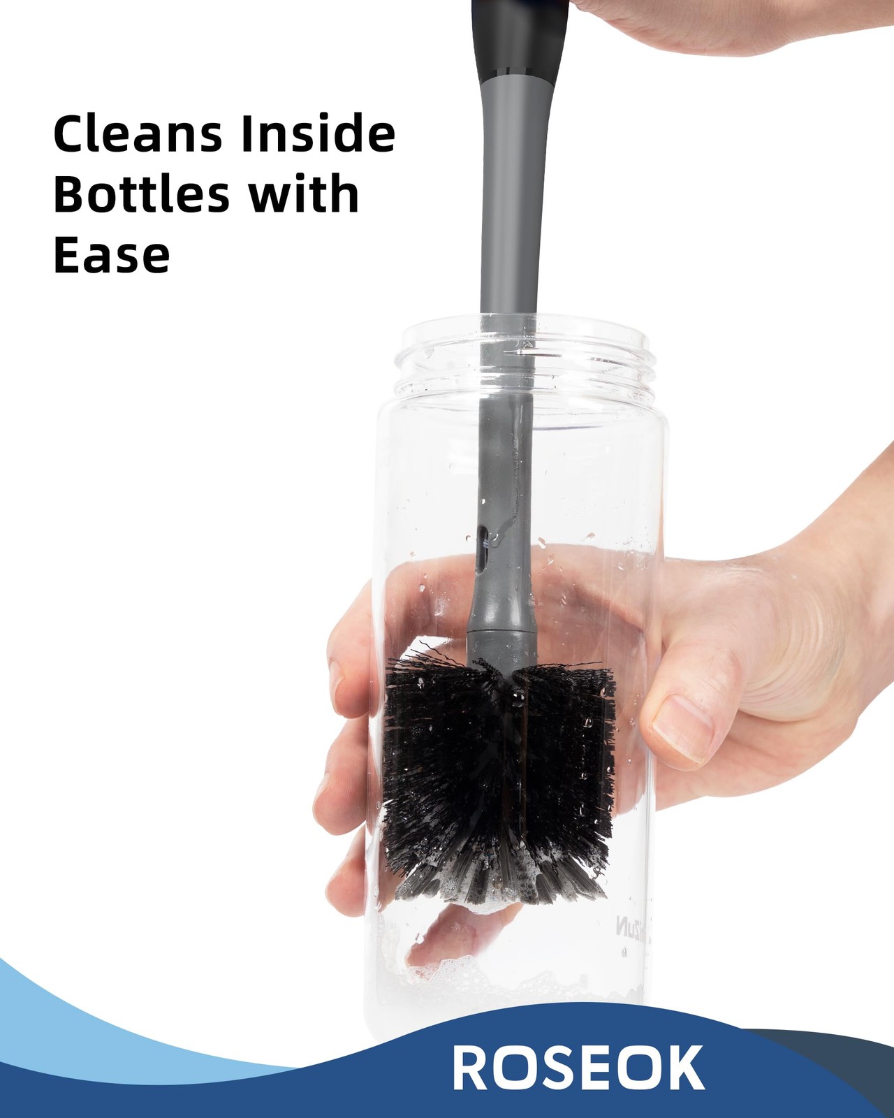 2 in 1 Long Handle Bottle Brush with Straw Brush for Cleaning Glass, Sports B…