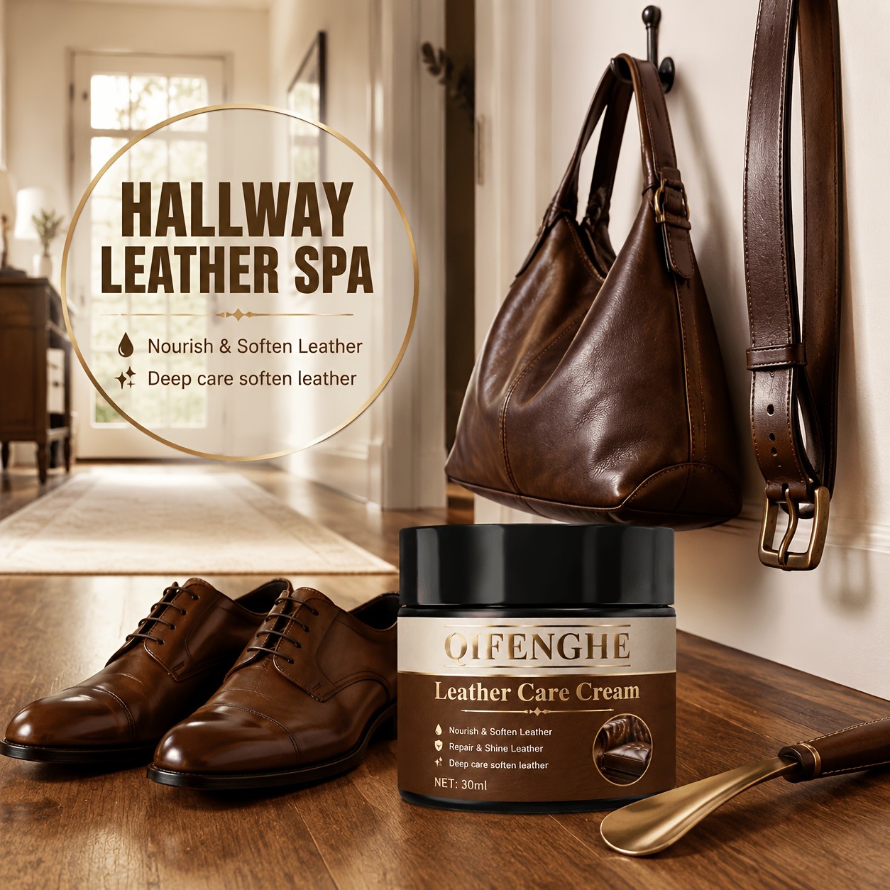 Leather Polish Care Cream, Leather Nourishing Restorer for Furniture, Car Seats,