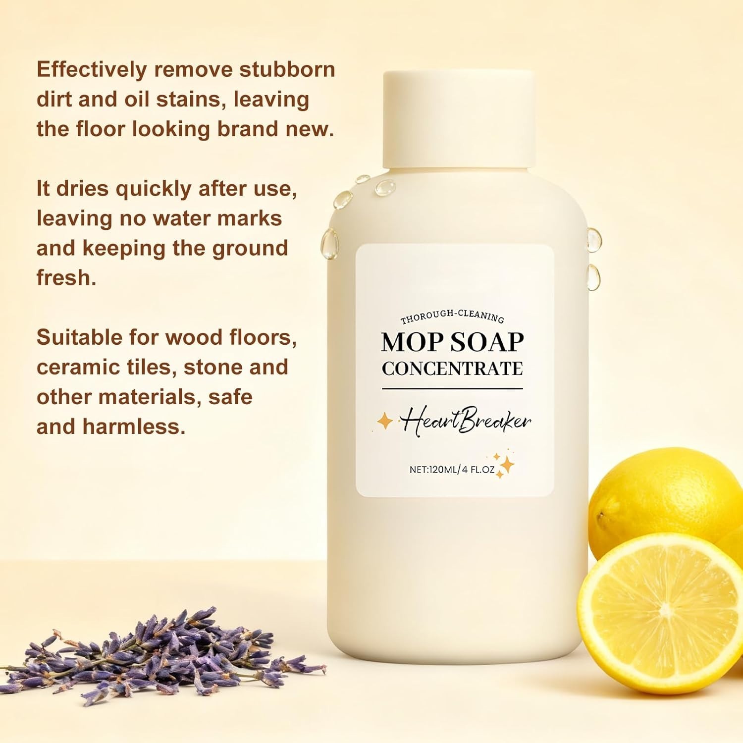 No-Rinse Concentrated Floor Cleaner – Scented Lemon & Chamomile 120ML