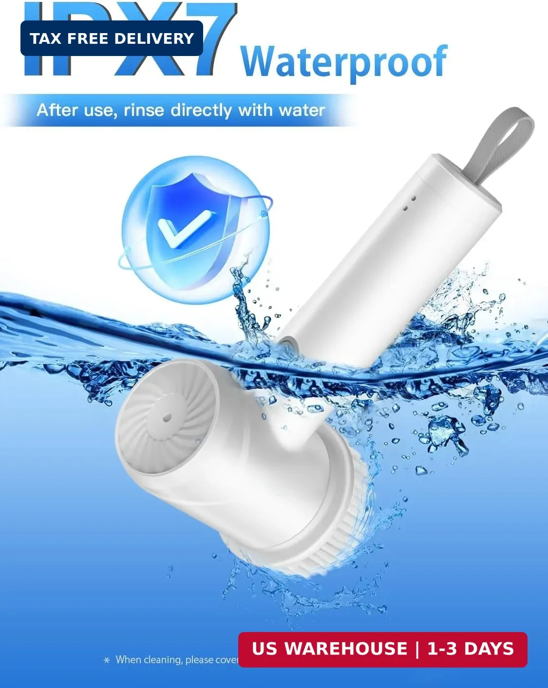 Electric Spin Scrubber – Cordless IPX7 Waterproof Shower Scrubber with 2 Speed S