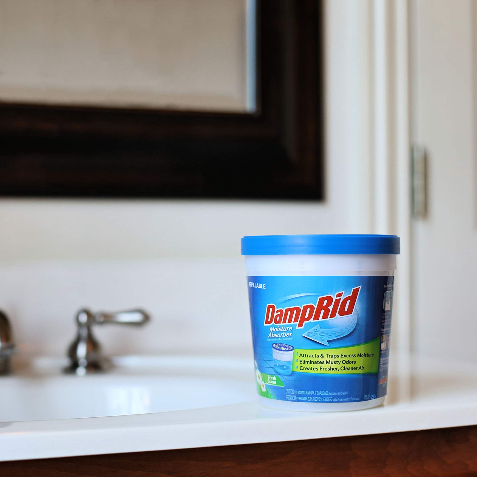 DampRid Refillable Moisture Absorber, 10.5 oz. Cups, 4 Pack, Fresh Scent, Traps