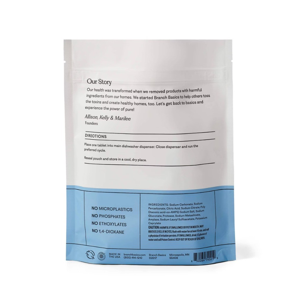 Branch Basics 38ct Fragrance-Free Dishwasher Tablets – Grease Removal