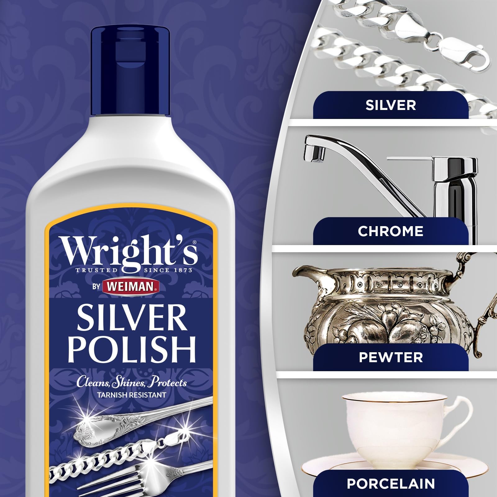 Wright’s Silver Cleaner and Polish 7 Ounce Ammonia Free Use on Silver, Jew…