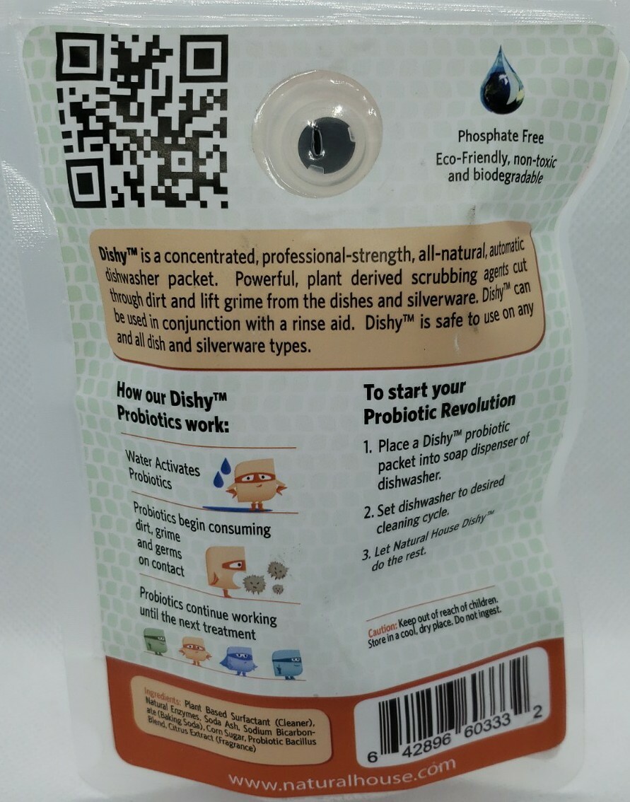Natural House Dishy [Automatic Diswasher Packets], 4 water-soluble packets