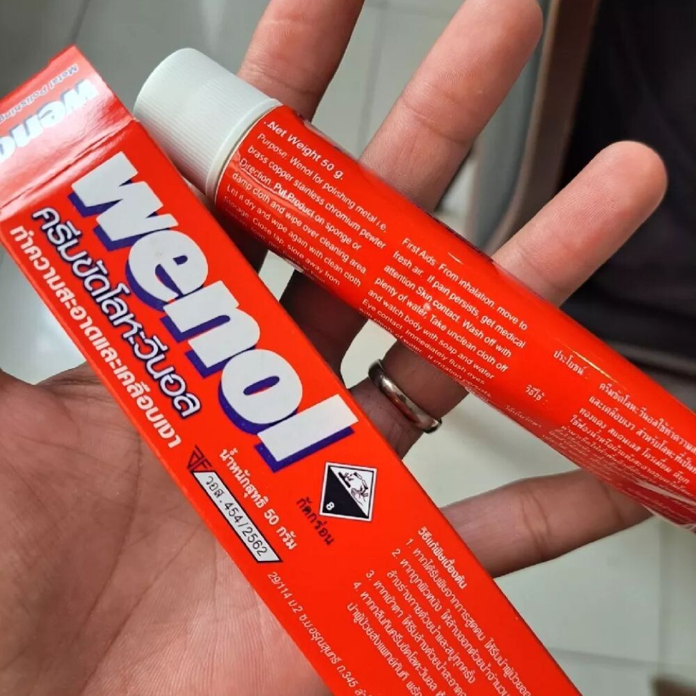 WENOL Metal Polishing Cream Brass Silver Stainless Steel Aluminum Gold 100 g x 3