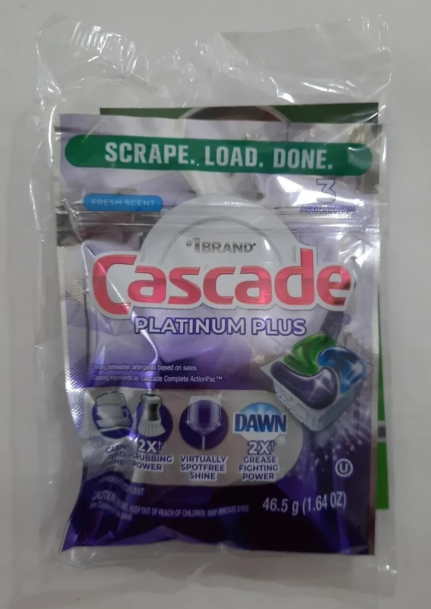 NW Cascade Platinum Plus Dishwasher Detergent, Fresh, 3 Action Pacs FREE S&H