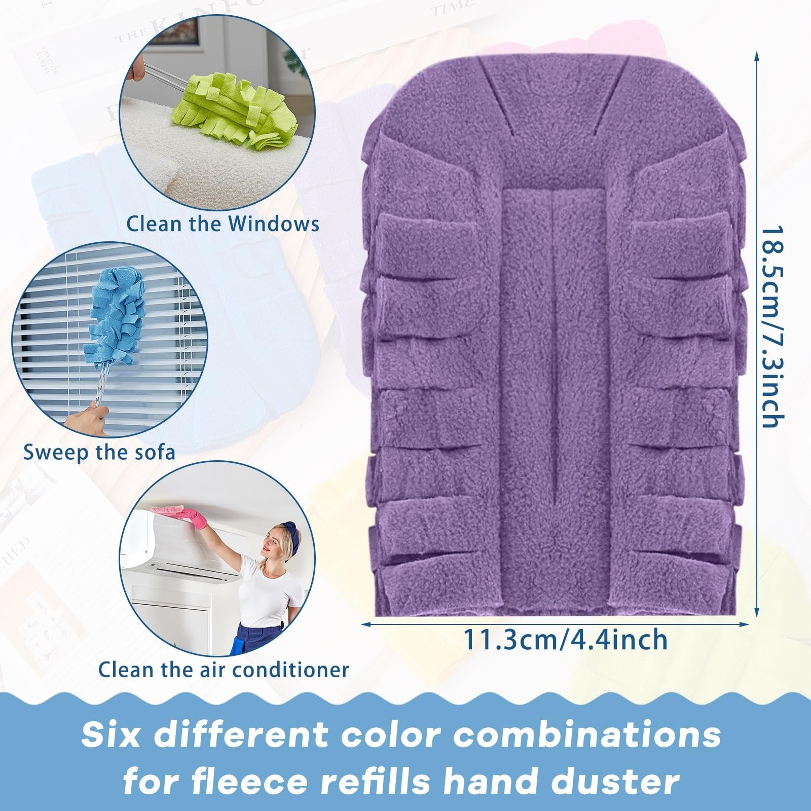 20 Pcs Duster Refill Reusable Fleece Duster Refills Feather Flat Dusters Mult…