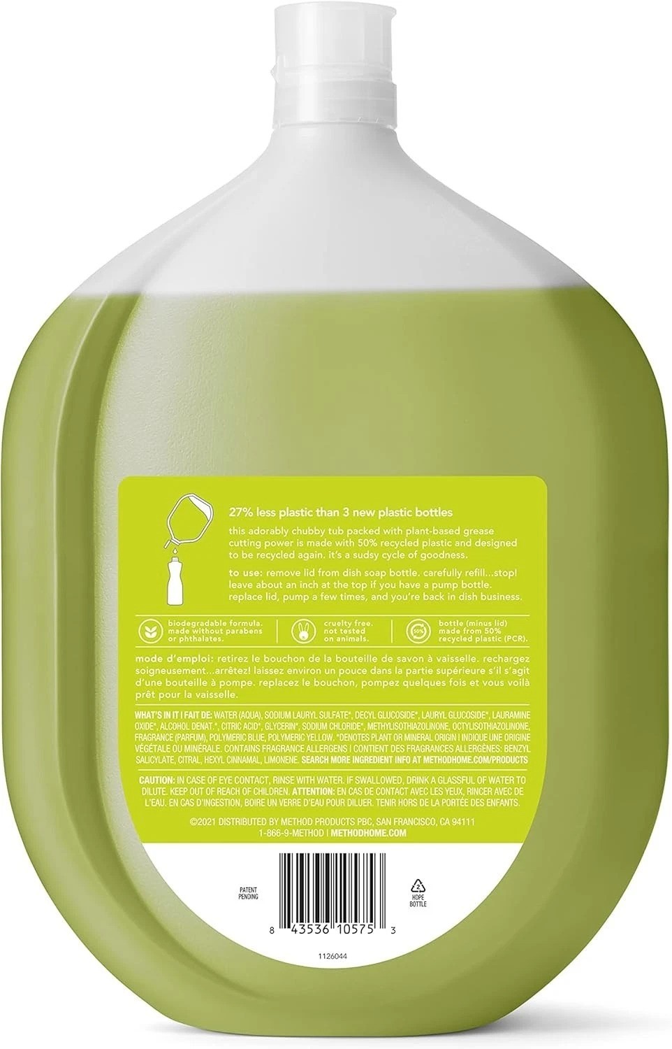Eco-Friendly Dish Soap Refill Pack of 4, Plant-Based Gel, Powerful Grease Cutter