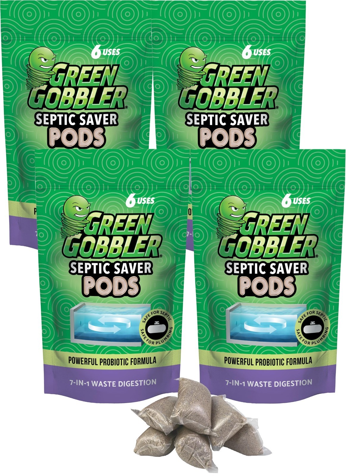 Green Gobbler Septic Saver Septic Treatment Pacs – 2 year Supply Biodegradable