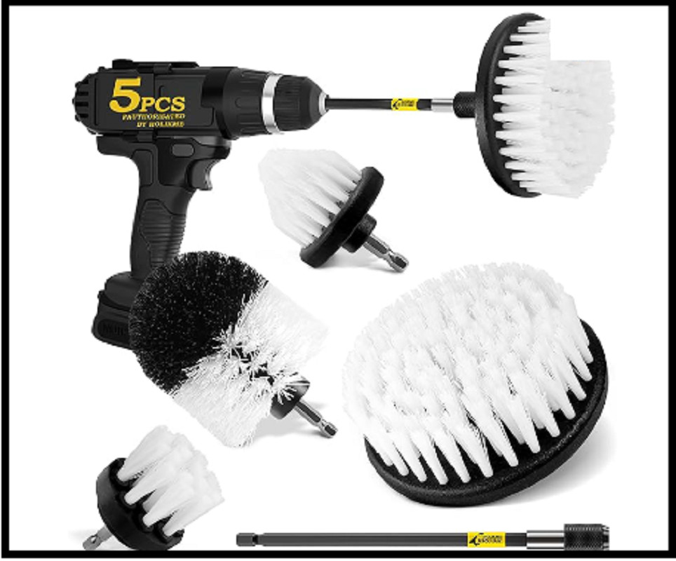 5Pack Drill Brush Attachment Set-Car Interior Detailing Kit，Power Scrubber Brush