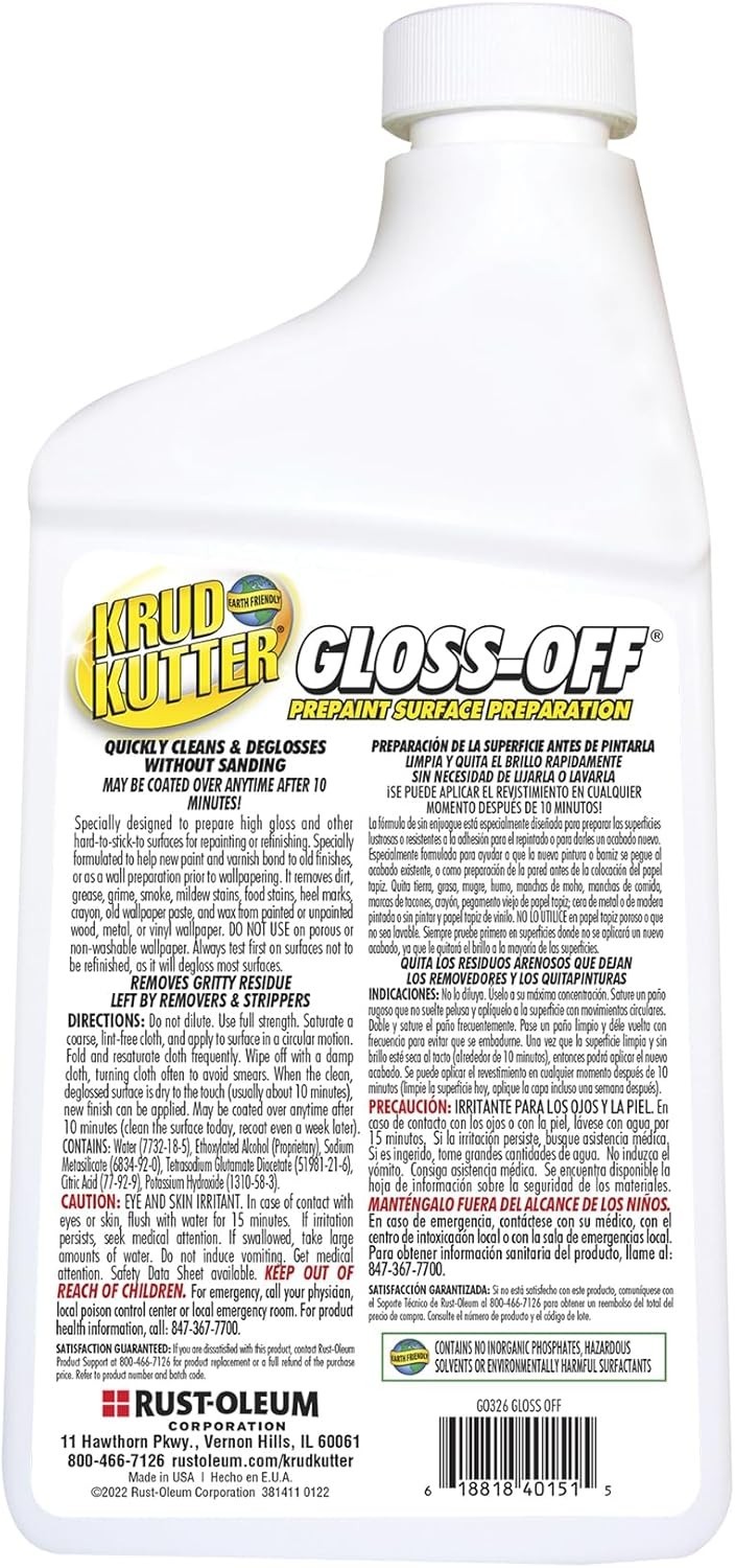 Prepaint Surface Preparation Cleaner 32 Oz Liquid Deglosser for Cabinets Doors