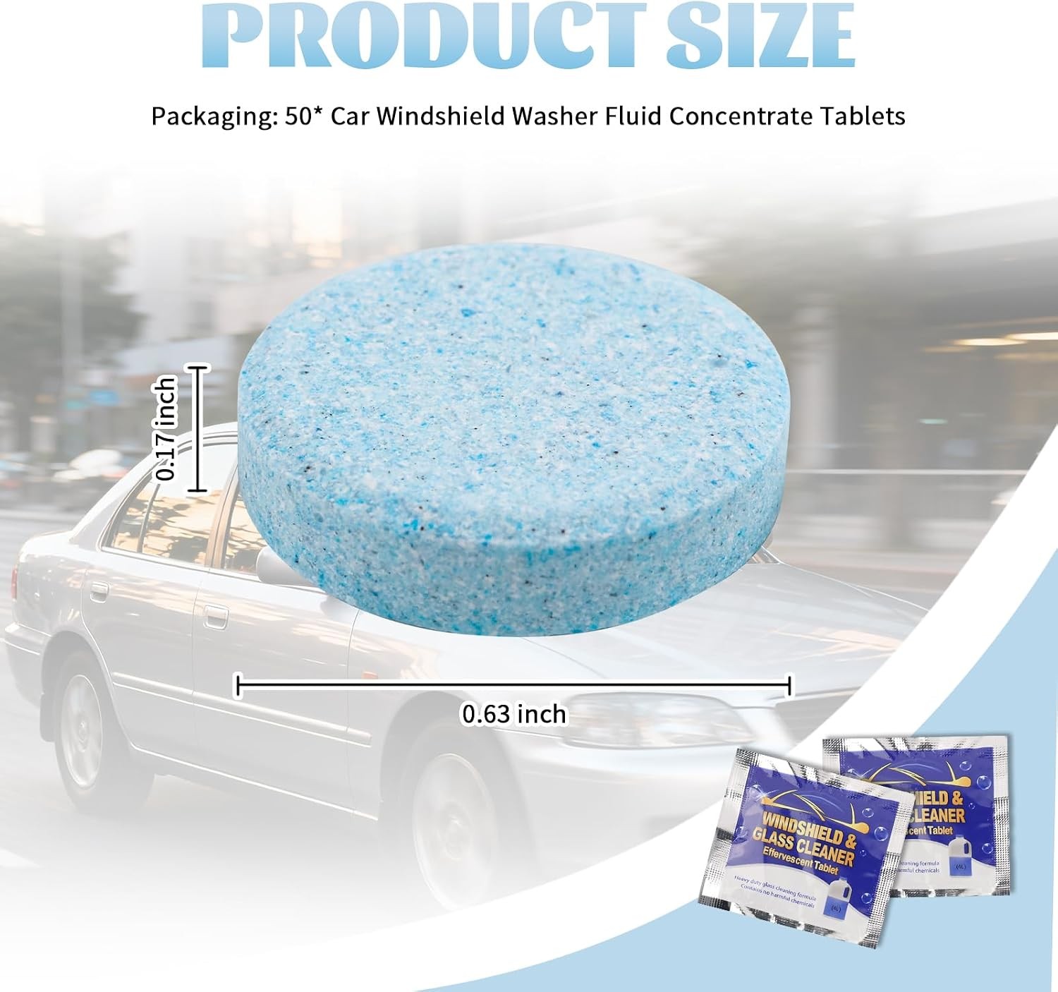 50PCS Car Windshield Washer Tablets Concentrated Effervescent Fluid Universal
