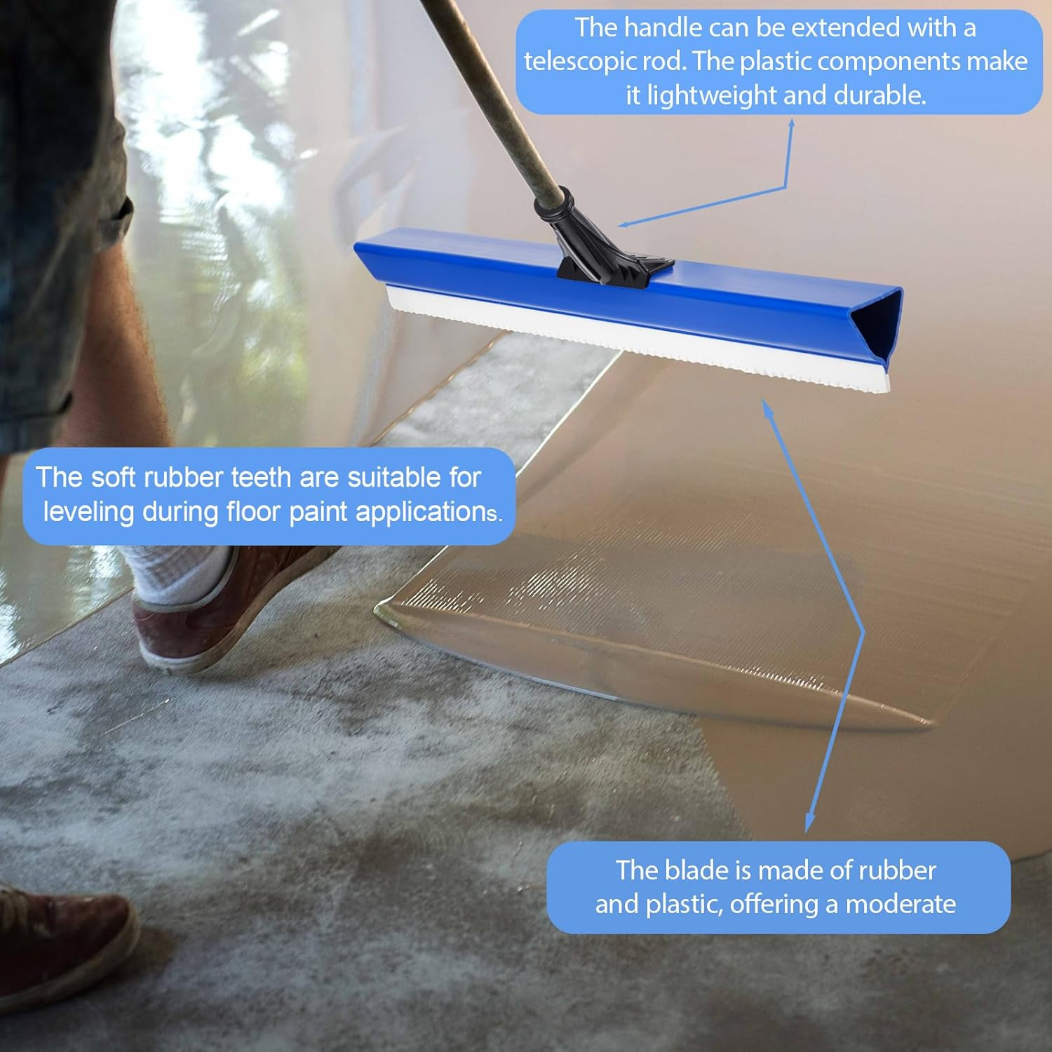2 Pack 16 Inches Epoxy Floor Squeegees Notched Squeegee for Self Leveling Cement