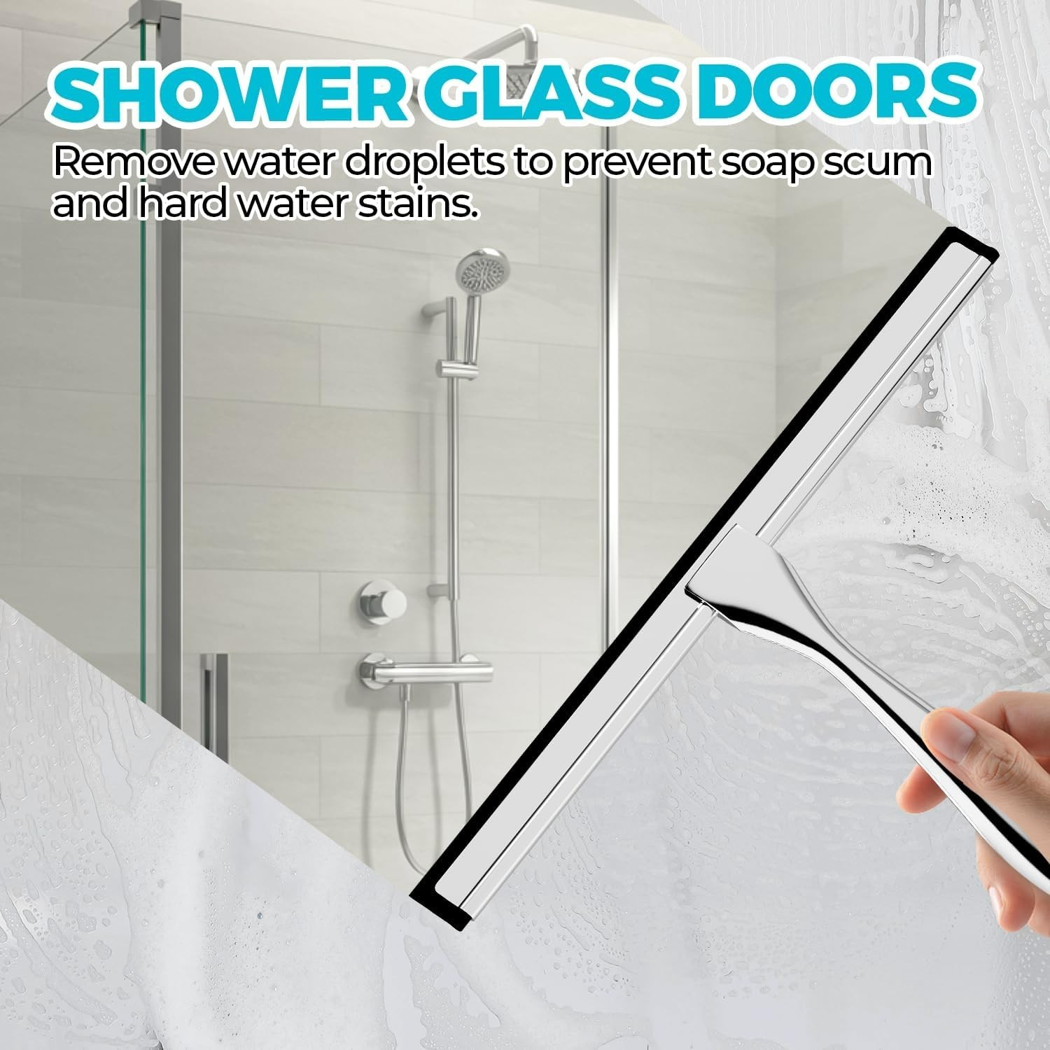 2PACK Shower Squeegee for Glass Doors, Squeegee for Shower Glass，All-Purpose …