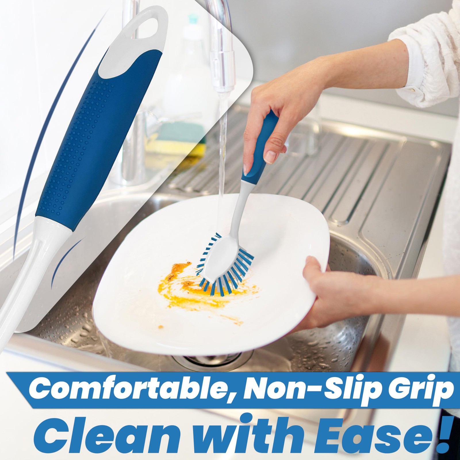 2pack Dish Brush With Handle Kitchen Dish Scrubber Dishwashing Brush For Cleanin