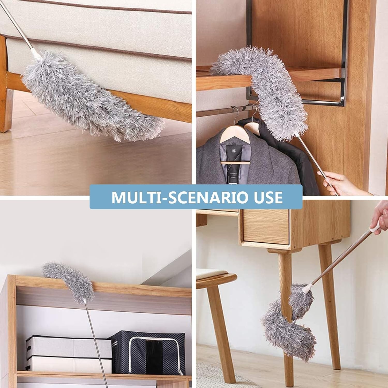 Extendable Microfiber Duster 30-100” with Bendable Head for Pristine Cleaning