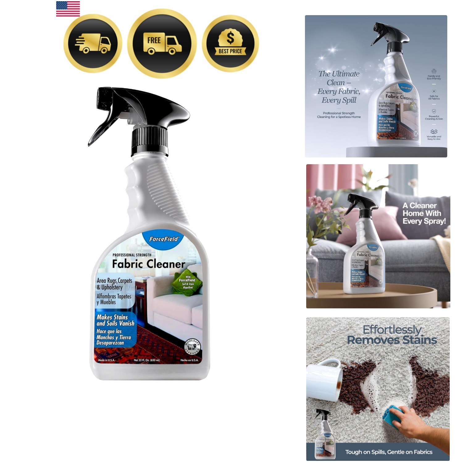 Fabric Cleaner Professional Strength, Deeply Penetrates Water Safe Fabric & F…