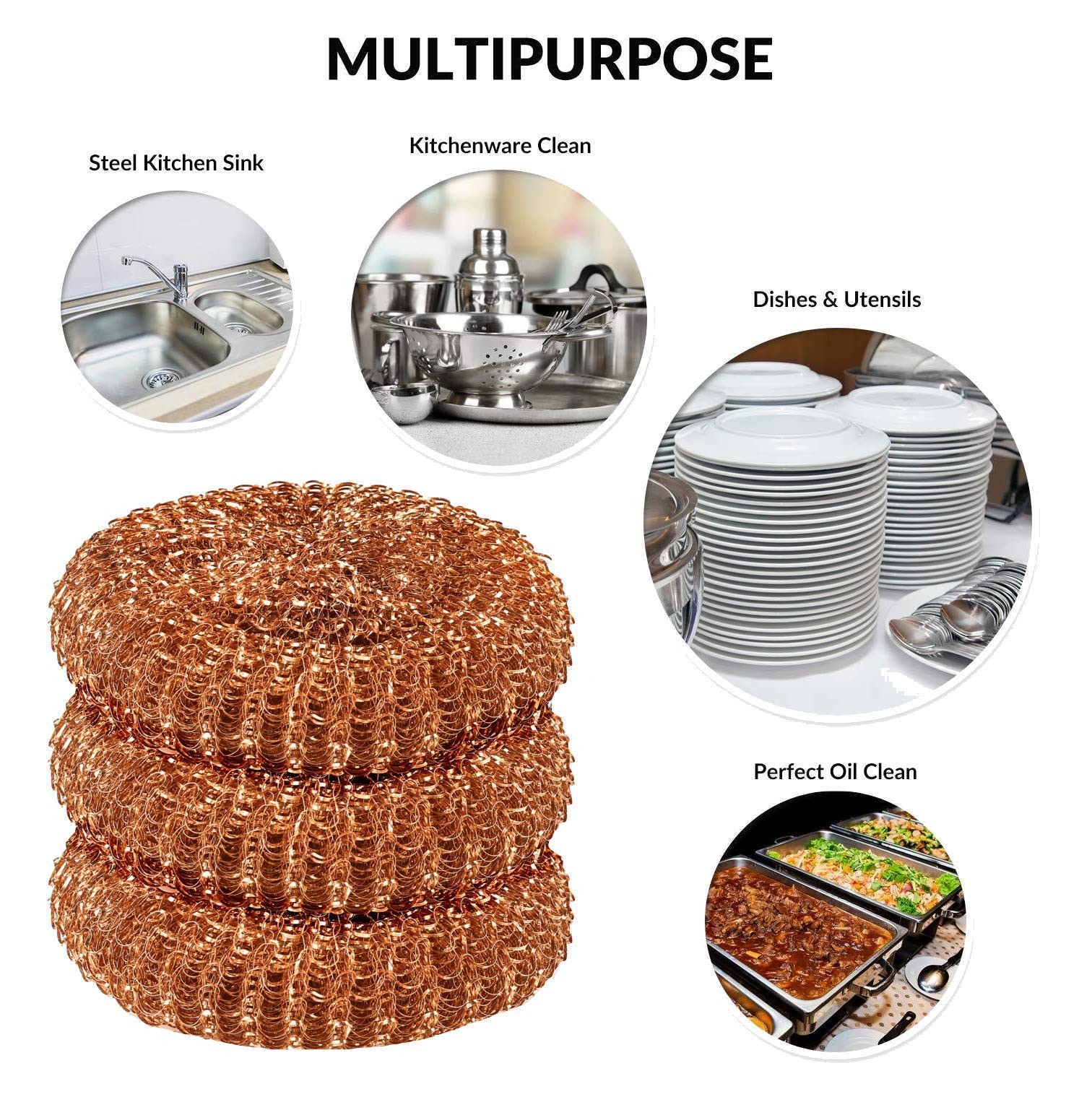 12 Pack Copper Coated Scourers by â€“ Scrubber Pad Used for Dishes, Pots, Pans