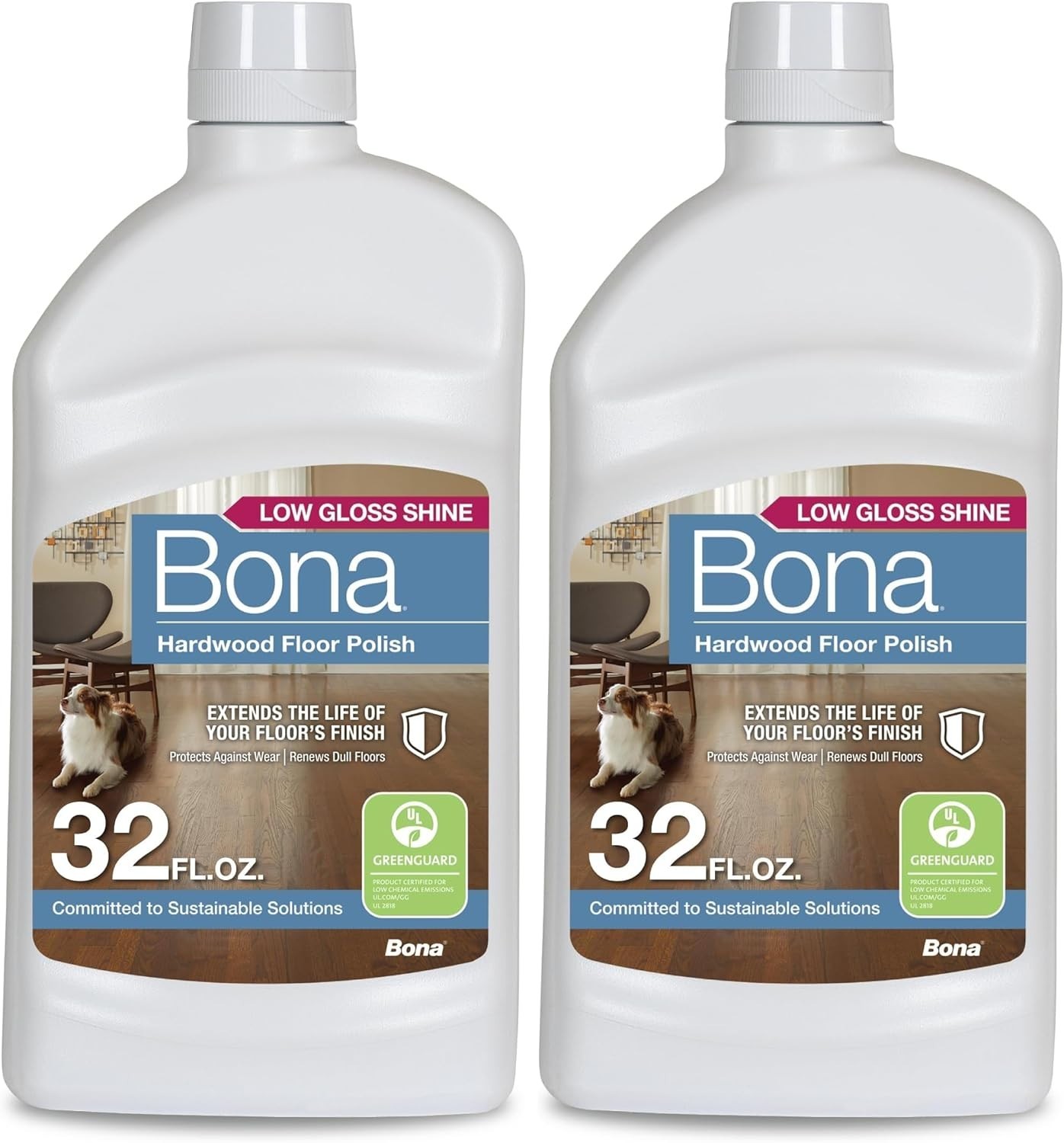 2 PACK Bona Low Gloss Floor Polish Low Gloss Shine, 32 oz each (BRAND NEW)