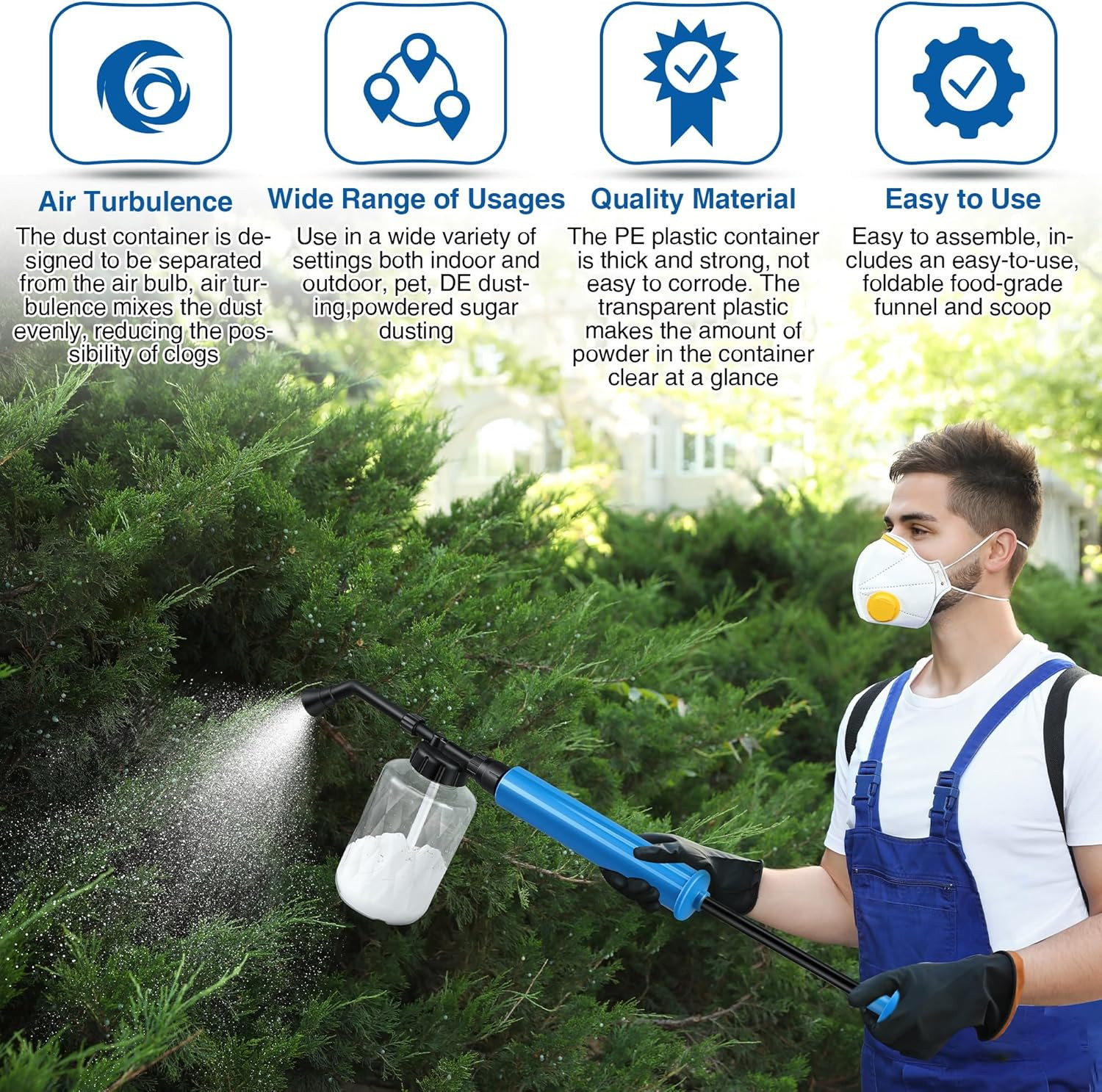Diatomaceous Earth Powder Duster, 500Ml Garden Powders Applicator Dispenser, Pow