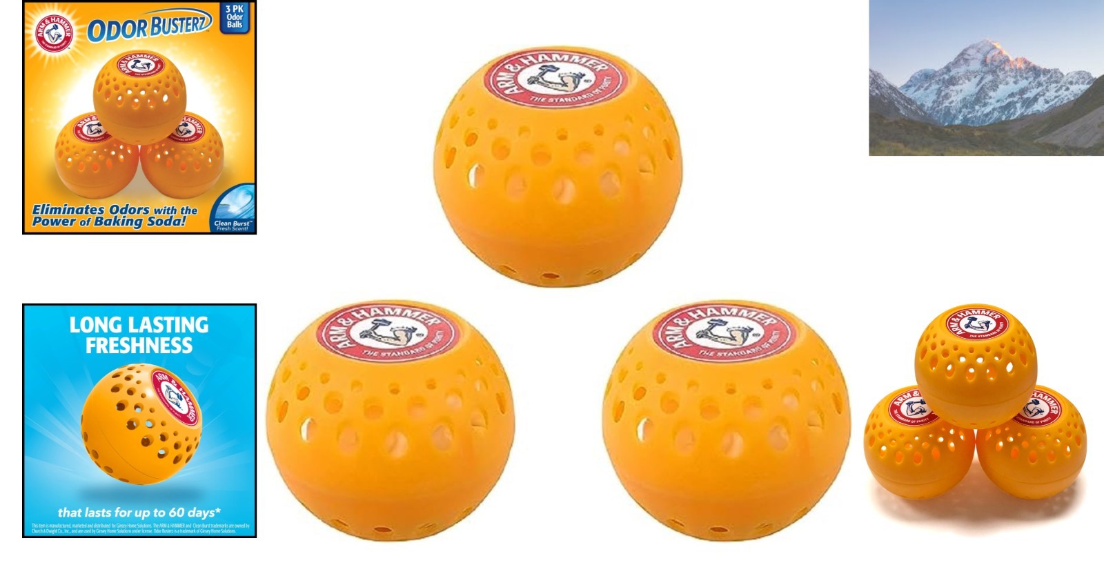 Odor Busterz Deodorizer Balls – Clean Burst Scent, 3 Count for Lasting Freshness