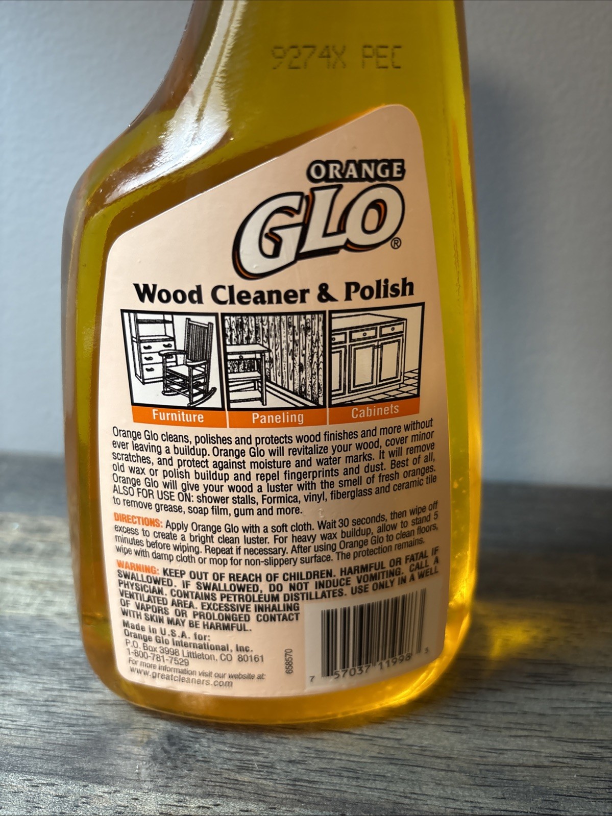 2 ORANGE GLO Wood Cleaner & Polish 16 Oz Liquid Refill 95% Full & New USA
