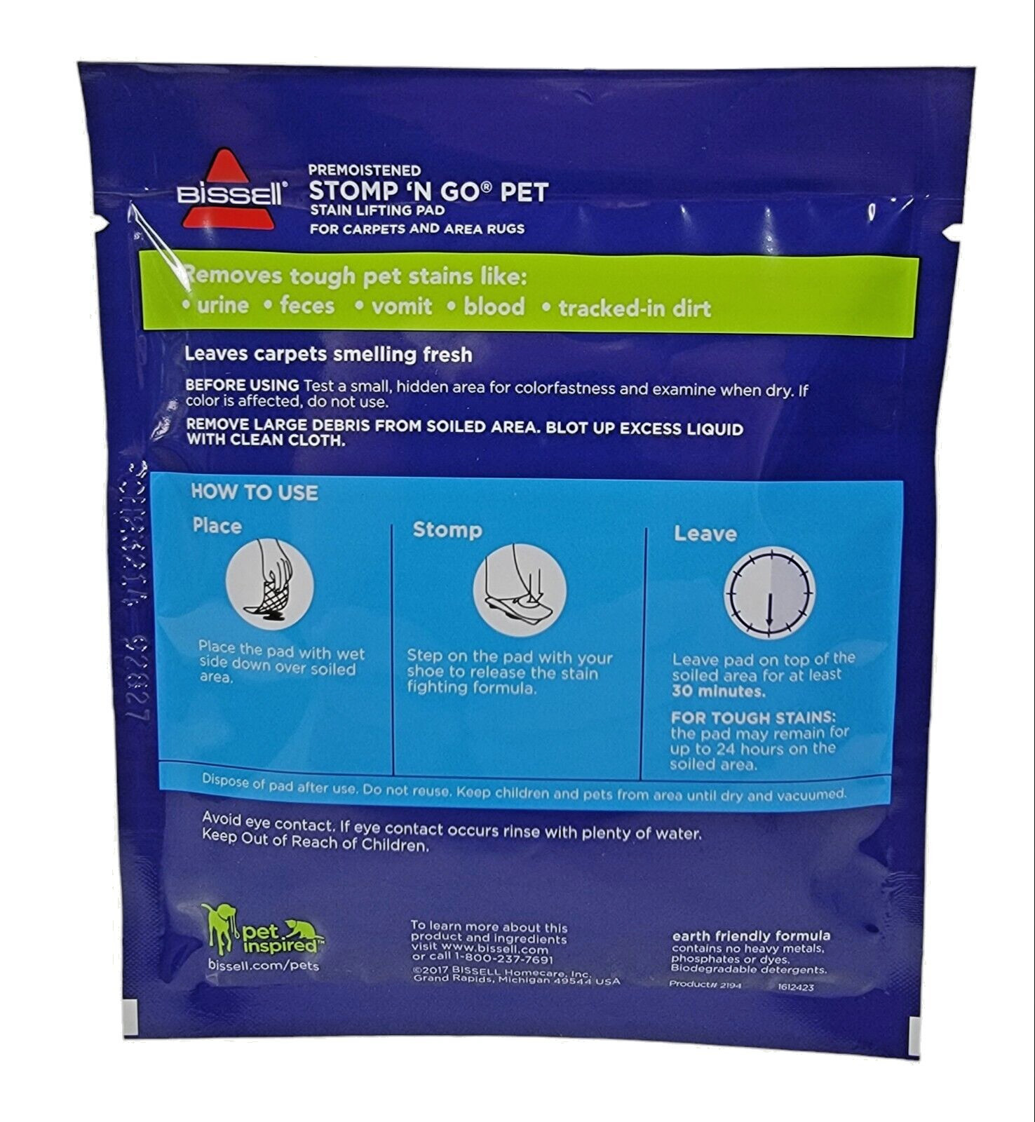 5 Pack Bissell Stomp n Go Pet Stain Lifting Pad OXY NEW SEALED Discontinued