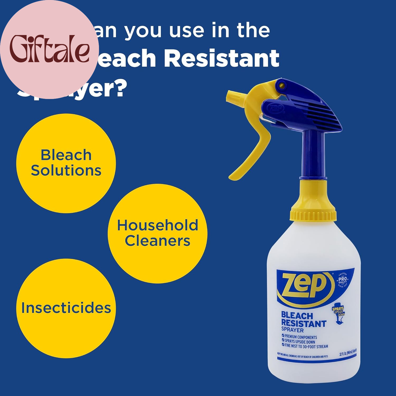 Bleach Resistant Professional Sprayer Bottle – 32 Oz (Pack of 2) – ZUPRO2-30 Foo