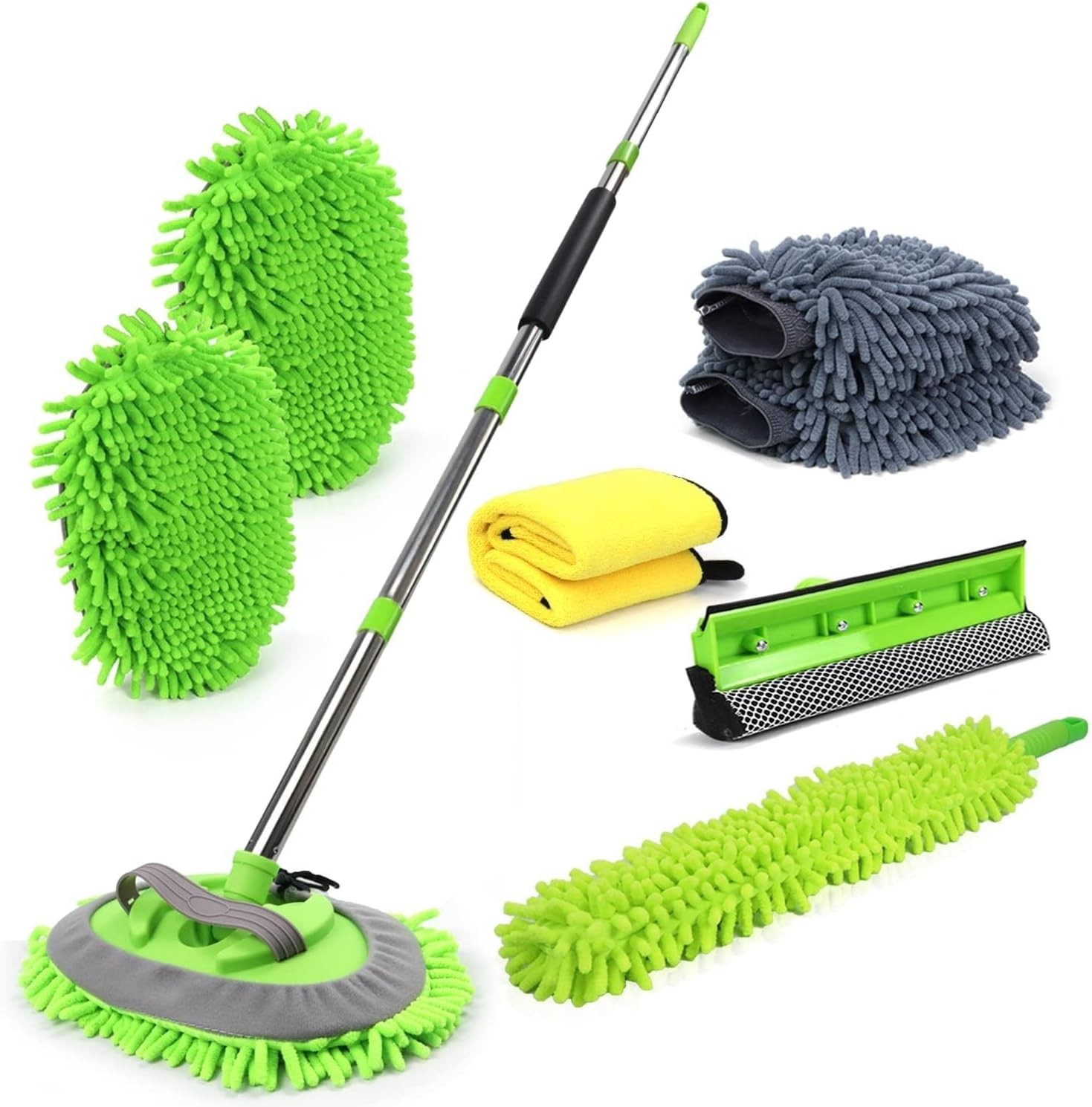 11PCS Car Wash Brush Kit with Long Handle