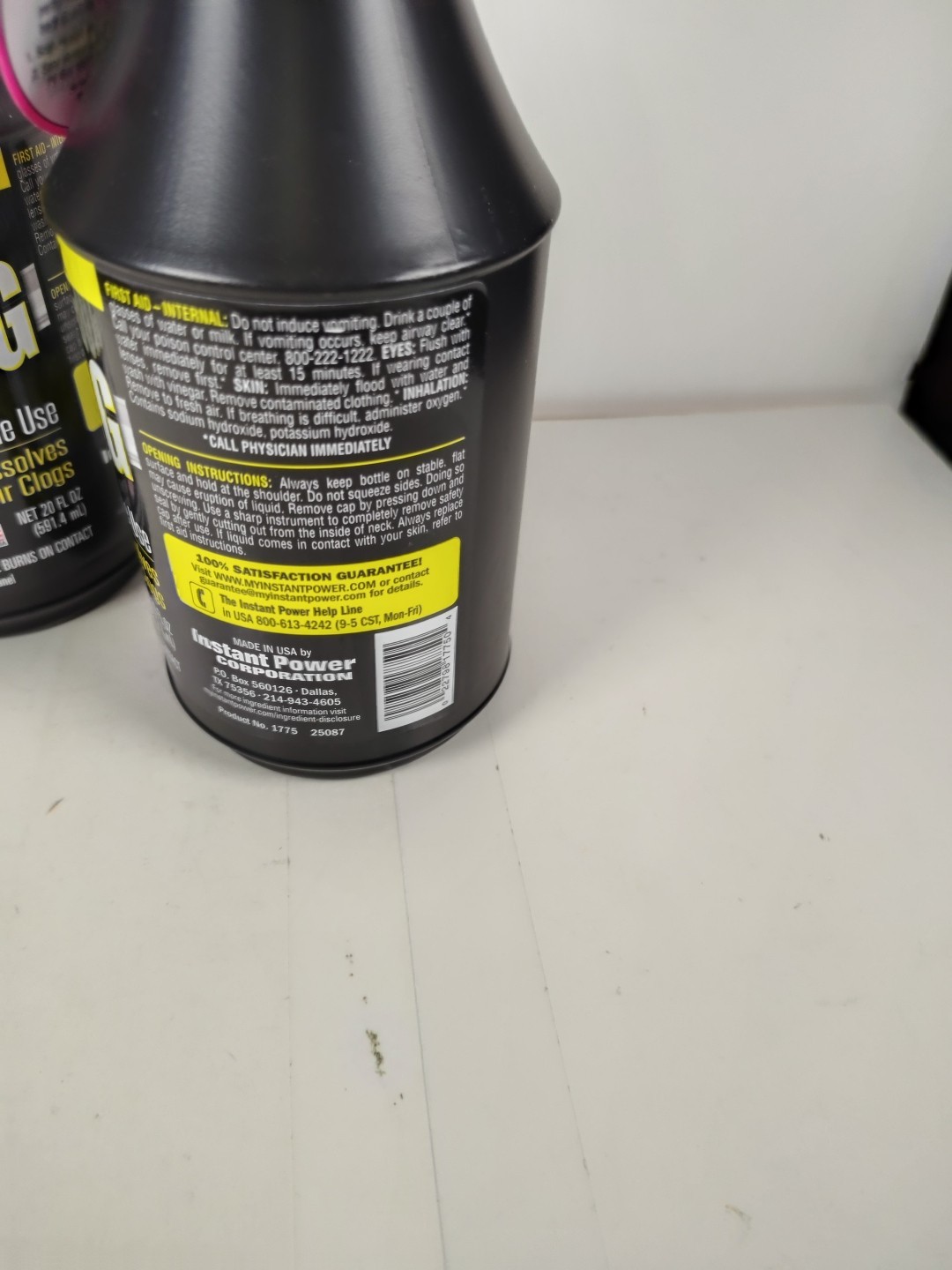 (Lot of 2) Instant Power Hair Clog Remover 20 oz., SAFE ON ALL PIPES. ACID-FREE.