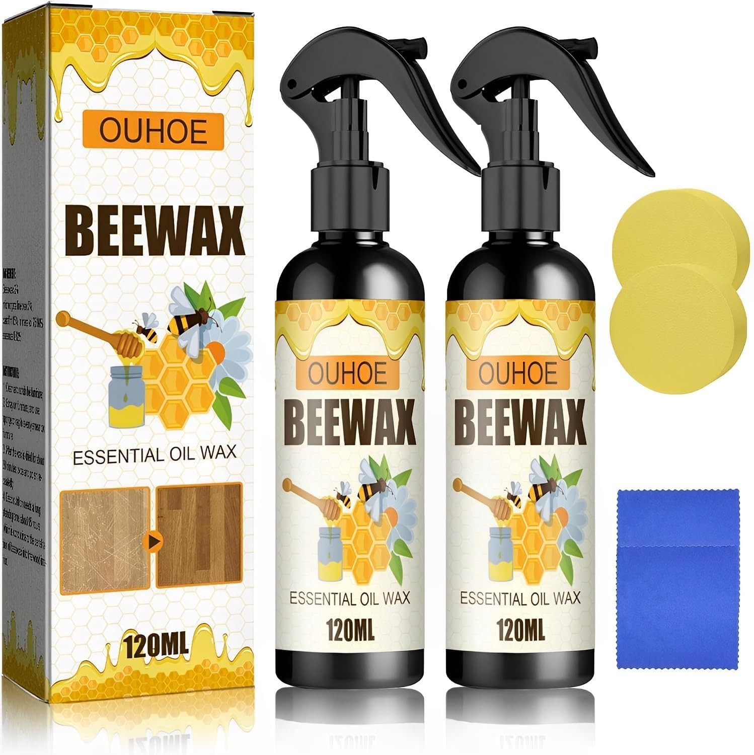 Natural Beeswax Care Spray & Restorer, Beeswax Wood Polish for Floors and Fur…