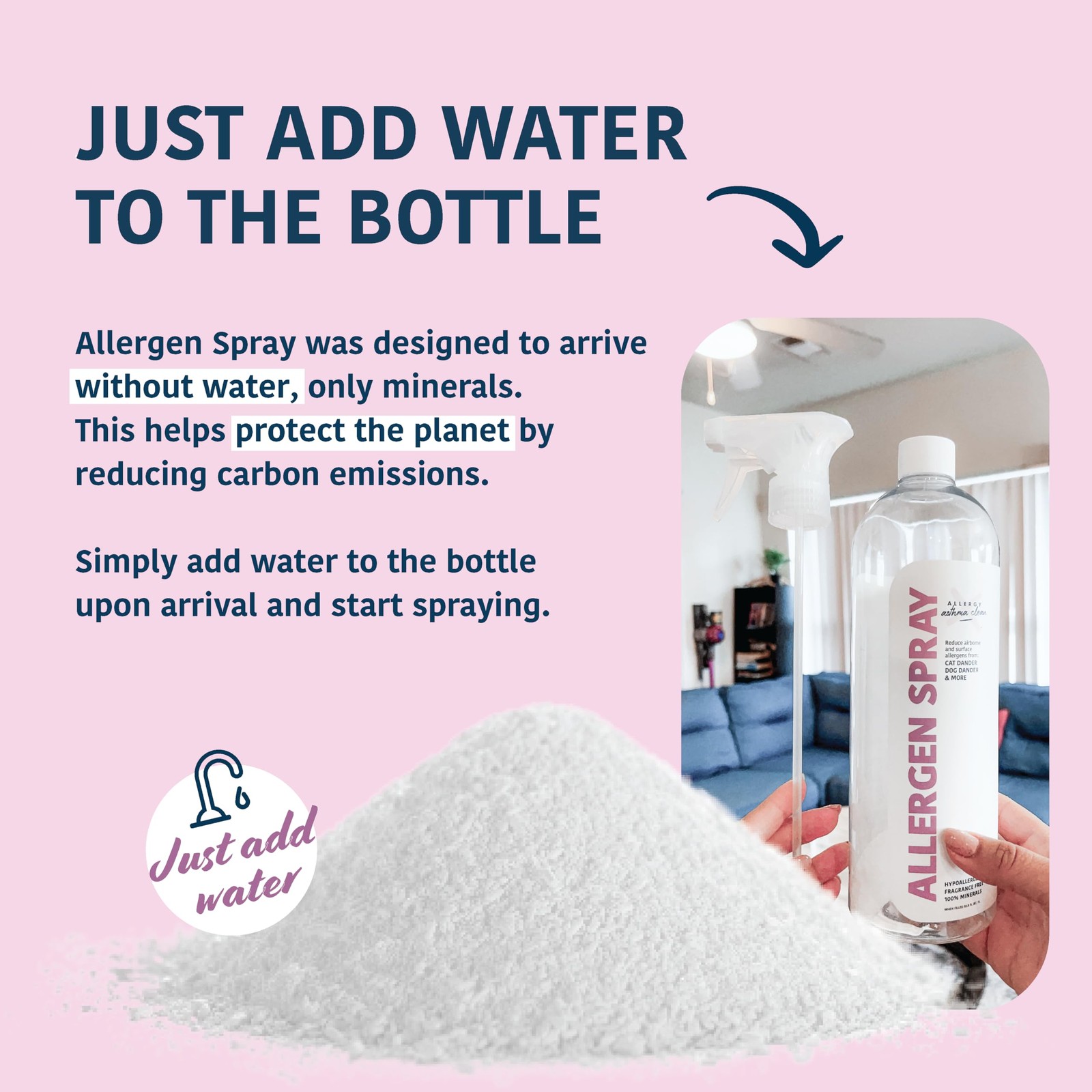 Allergen Spray for Pets and Dust Allergies – 33oz Air & Surface Cleaner