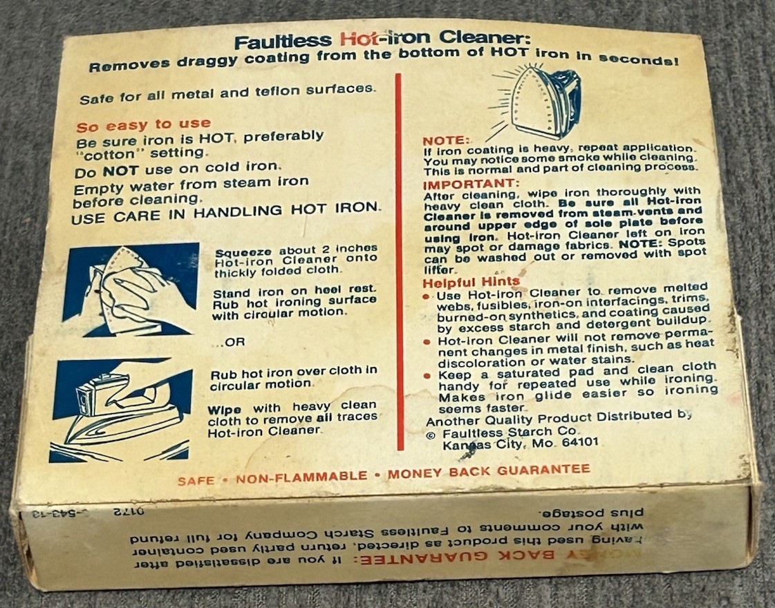 Vintage Faultless Hot Iron Cleaner 1.25 Oz Sealed In Original Package