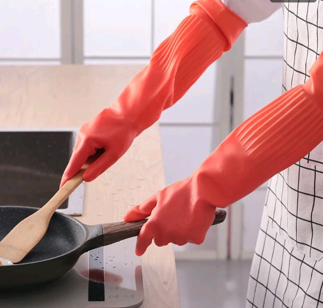 Taiwan Made – Two pairs L Size Kitchen Gloves ​Laundry Dishwashing Rubber Gloves