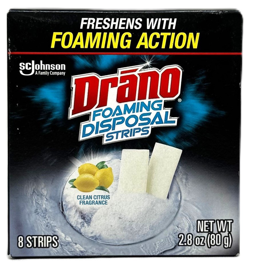 Drano Foaming Disposal Strips Clean Citrus Fragrance 8 Strips Per Box