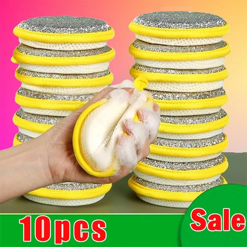 Double-Sided Scouring Pads Dish Pan Washing Sponge Kitchen Cleaning Tool