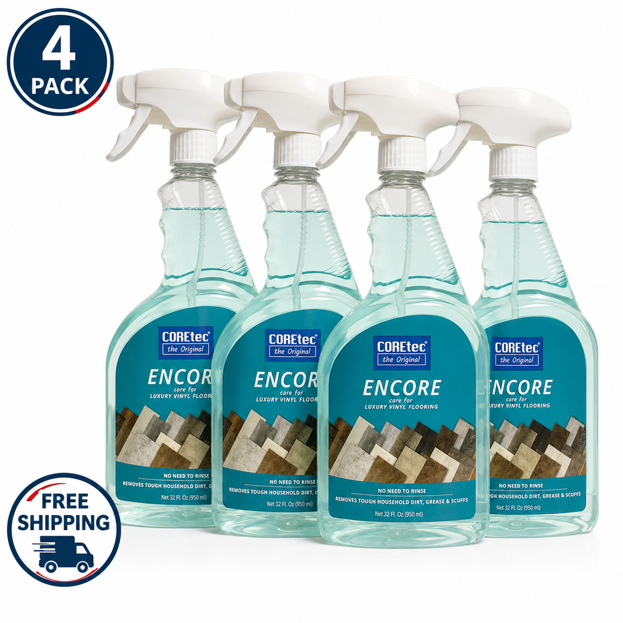 COREtec Encore 32oz Floor Cleaner 4 Pack Luxury Vinyl Hardwood Laminate